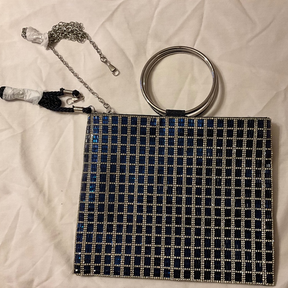 NWOT Nina Glass and Rhinestone Embellished Sadia Handbag
